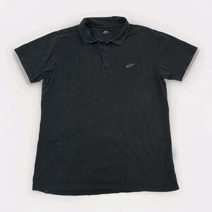 Alpinestars Polo Shirt Mens Large Black Logo‎ Motorcycle Racing Motor cross Bike